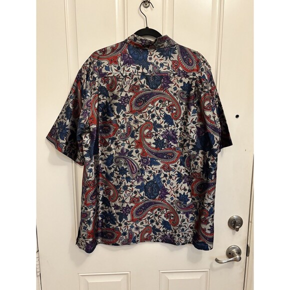 Reyn Spooner Shirt Mens Large Short Sleeve design Thai Silk colorful all over - Picture 5 of 9